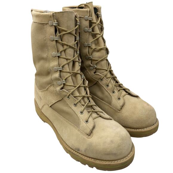 Addison Boots Mens 13W Tan GoreTex Combat Military Lace Up Suede Nylon Vibram - Picture 1 of 12